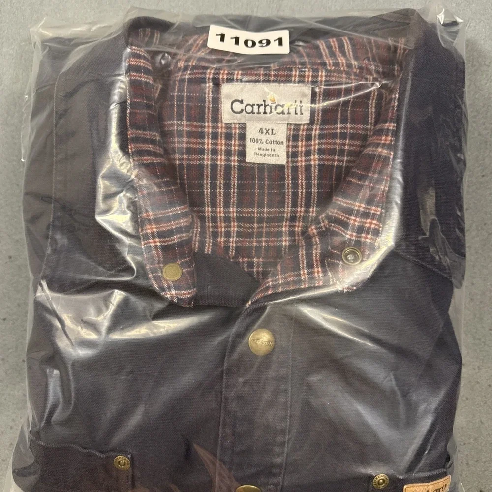 Carhartt NAVY‎  CANVAS FLANNEL LINED SHACKET JACKET MENS 4XL